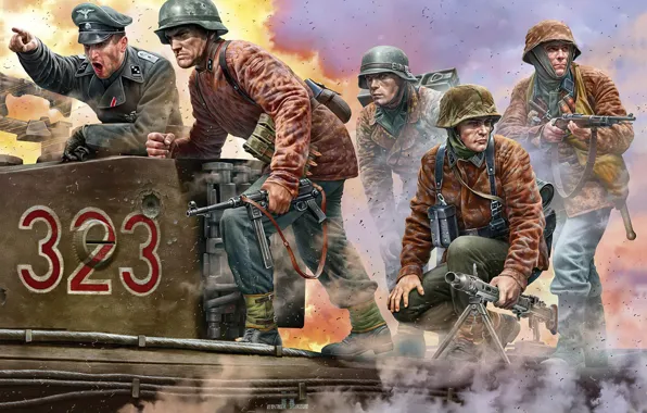 Germany, Soldiers, The gun, Waffen SS, MP-40