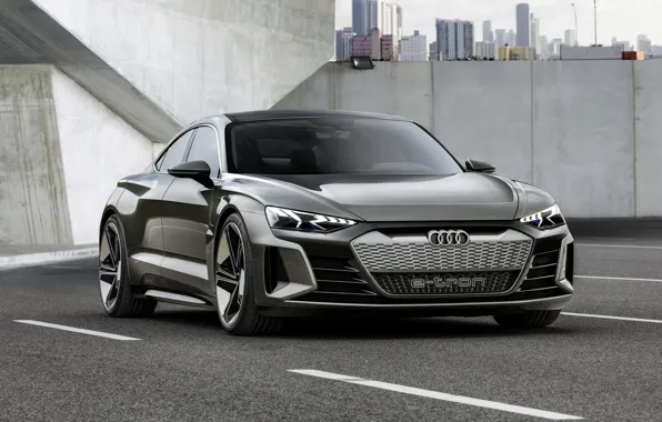 Picture road, asphalt, Audi, coupe, 2018, e-tron GT Concept, the four-door