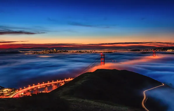 The sky, bridge, fog, Bay