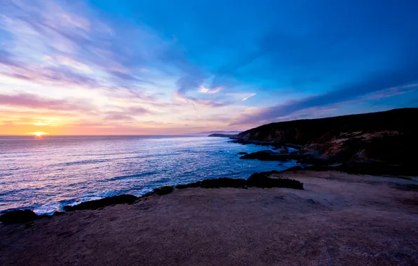 Sunset, coast, Bay, California, Bodega Bay