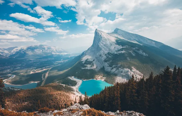 Forest, landscape, mountains, nature, river, panorama