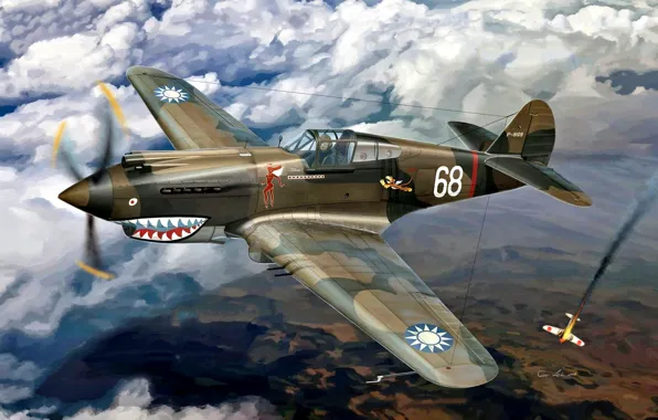 Warhawk, P-40C, Curtiss P-40, American Volunteer Group, Flying Tigers, Hawk 81-A2, 3 pursuit squadron