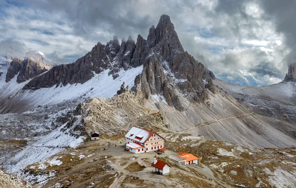Clouds, mountains, rocks, home, beauty, Igor Sokolovsky, Locatelli
