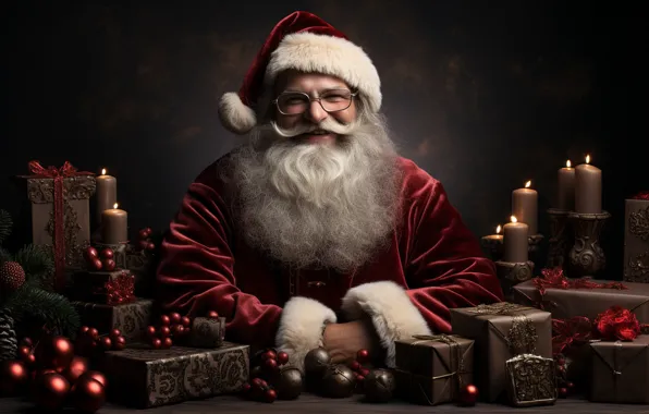 Balls, the dark background, toys, Christmas, gifts, New year, Santa Claus, Santa Claus