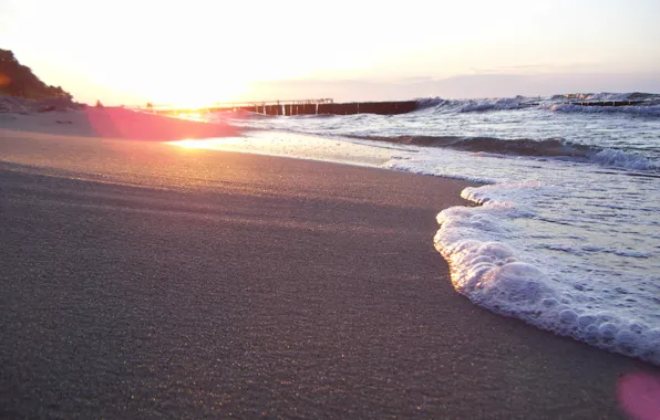 Sand, sea, beach, summer, foam, the sun, light, nature