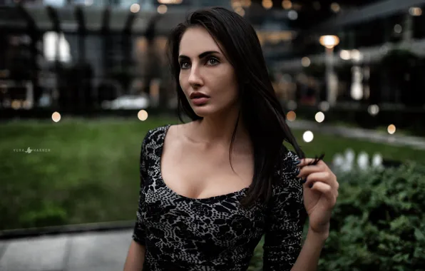 Girl, dress, brunette, Yura Warner