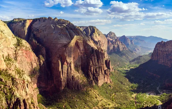 Clouds, mountains, beauty, United States, Zion National Park, Utah, Utah, United States Of America