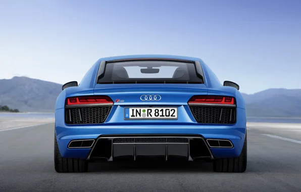 The sky, Audi, sports car, blue, V10, 2015