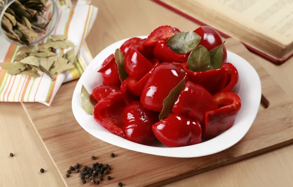 Pieces, pepper, bowl, bell pepper, marinated