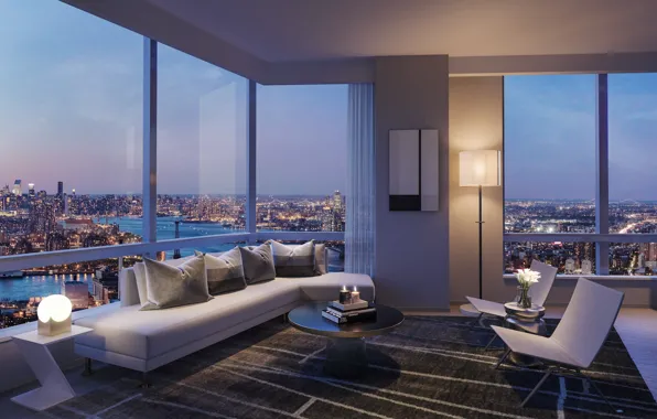 Picture room, interior, penthouse, living room, Brooklyn Point