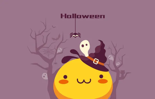Spider, Ghost, Halloween, Kawai, crank