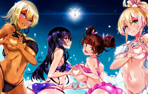 Kawaii, sexy, ass, happy, long hair, sea, boobs, woman