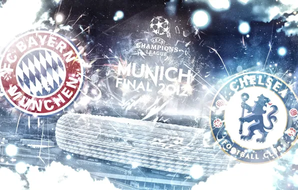 Picture Bayern, stadium, emblems, Chelsea, Champions League, Chelsea, Allianz Arena, Final 2012