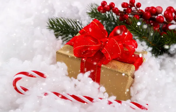 Snow, gift, New Year, Christmas, Christmas, snow, New Year, gift