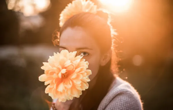 Flower, look, girl, mood