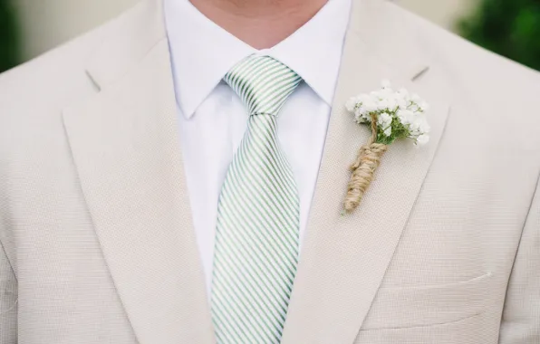 Flowers, costume, tie, the groom