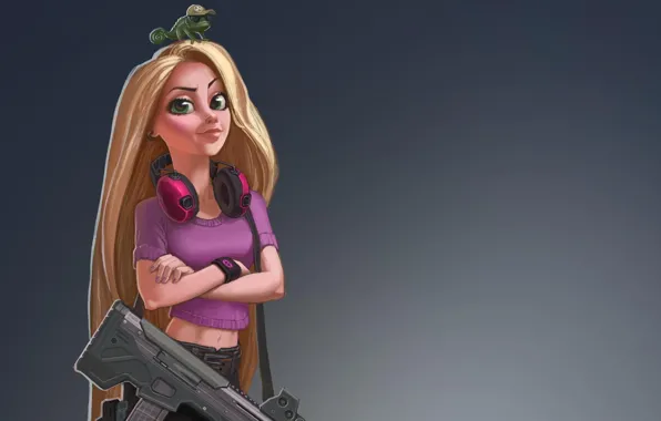 Look, girl, weapons, long hair, Rapunzel, Rapunzel, Disney