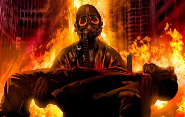 People, fire, fire, flame, mask, across the firestorm