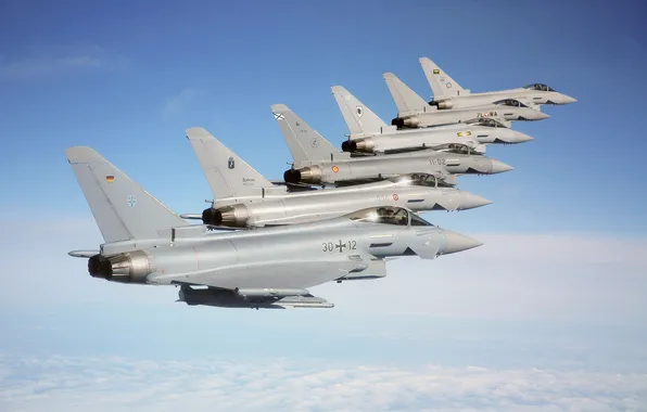 The sky, flight, fighters, Typhoon, Eurofighter