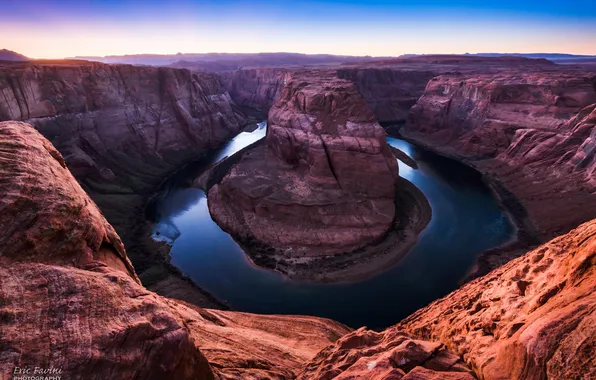 Mountains, nature, river, canyon, gorge, horseshoe