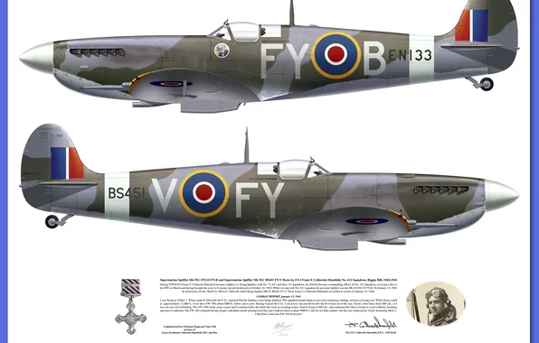 Picture WW2, Supermarine, Spitfire Mk IXC 611 SQ Biggin