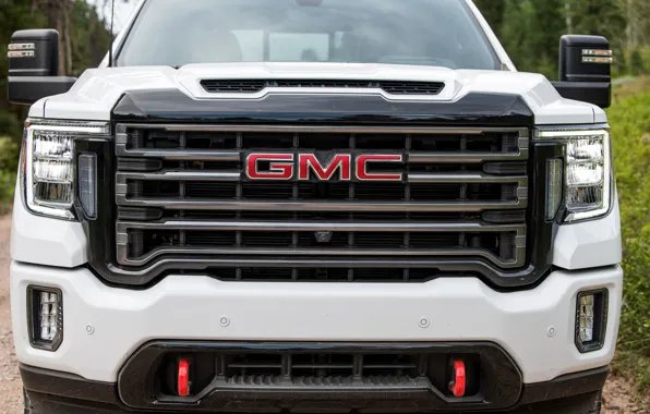 White, face, before, pickup, GMC, Sierra, AT4, 2020