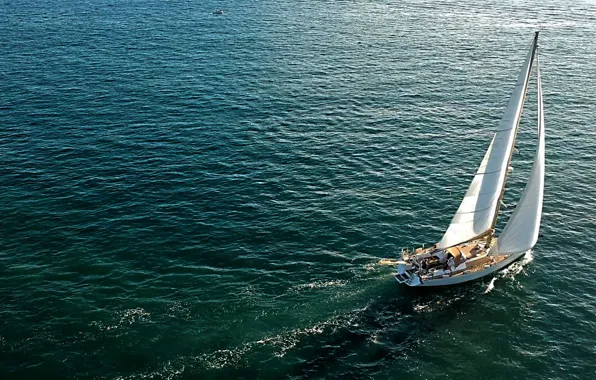 Sea, the way, the wind, yacht, top, sails, from above