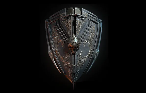 Skull, Shield, Chirpy background