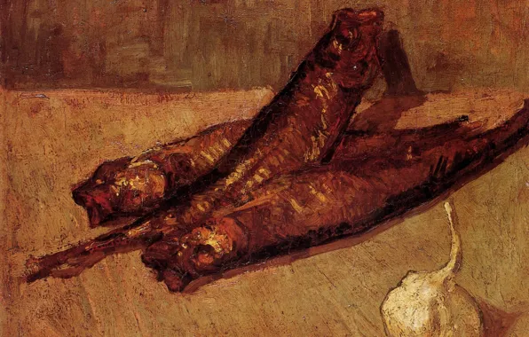 Garlic, Still Life, Vincent van Gogh, smoked fish, with Bloaters and Garlic