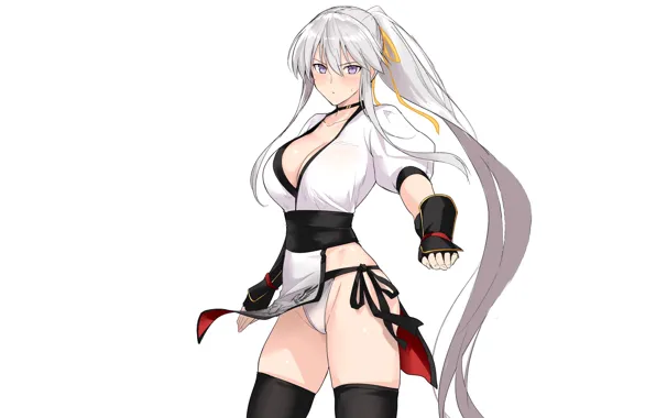 Picture girl, sexy, boobs, anime, pretty, babe, thigh, white hair