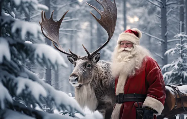 Winter, frost, forest, snow, branches, nature, deer, ate