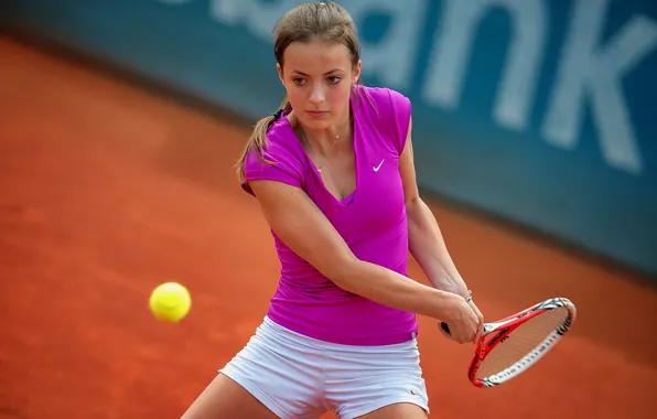 The ball, tennis player, racket, Paula Smetak