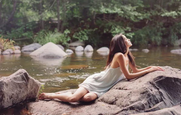 Picture river, stones, mood, Asian