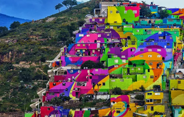 Paint, mountain, home, Mexico, quarter, Hidalgo, Pachuca de Soto