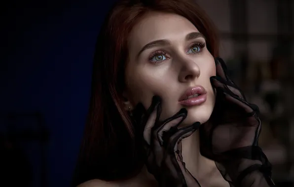 Girl, sweetheart, model, Face, Wallpaper, Gloves, Portrait, brown hair
