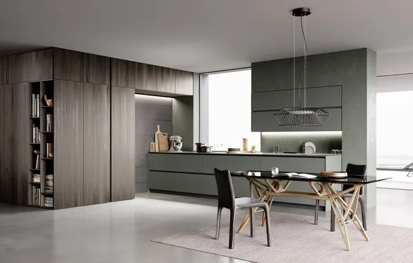 Style, Villa, interior, Italy, kitchen, dining room, dining area, Italian design