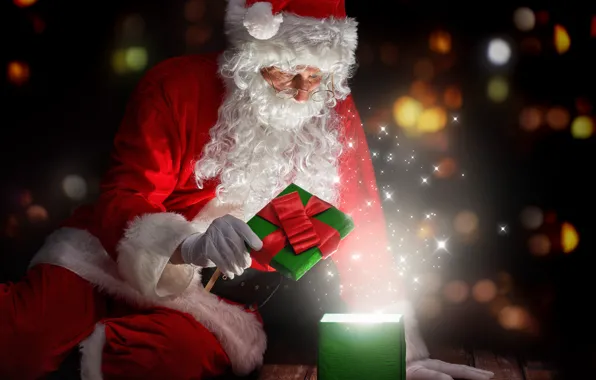 Picture New Year, Christmas, night, merry christmas, gifts, santa claus