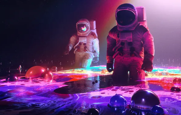 Flowers, Flower, Paint, The suit, People, Style, The astronauts, Astronaut