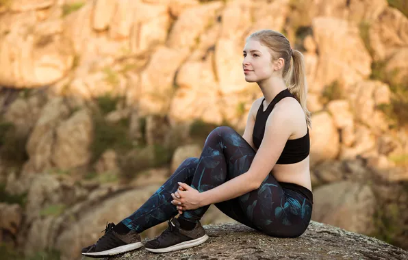 Woman, young, beautiful, smiling, sportive
