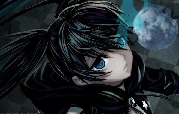 Picture eyes, girl, face, the moon, star, black rock shooter