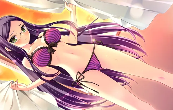 Girl, hair, linen, glasses, pochi to goshujin-sama