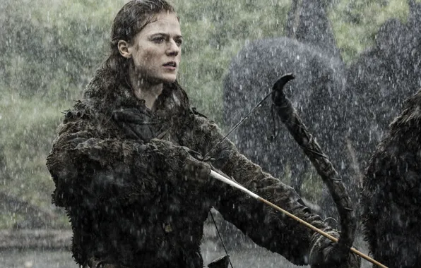 Picture girl, rain, bow, Game Of Thrones, Game of Thrones, Rose Leslie, Rose Leslie, Ygritte