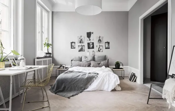 Picture room, interior, bedroom, Scandinavian style, Apartment in Stockholm, by Stylingbolaget