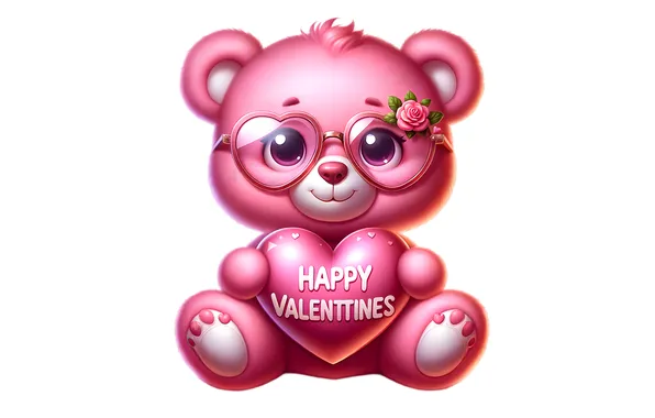 Look, love, pink, holiday, the inscription, toy, heart, glasses