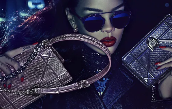 Glasses, Actress, Singer, Rihanna, Earrings, Rihanna, Bag, Sequins