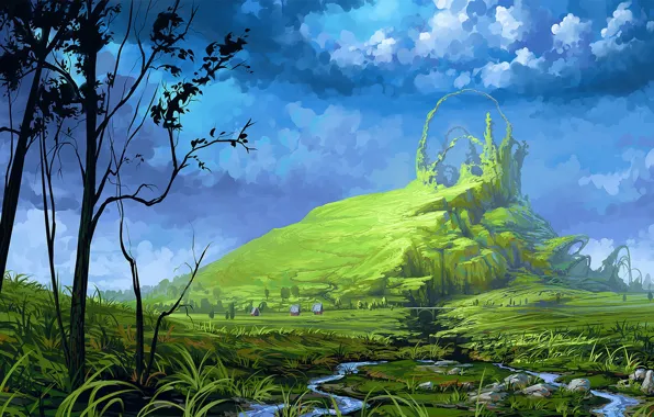 Mountain, Landscape, Art, Mountain, Illustration, Roman Avseenko, by Roman Avseenko