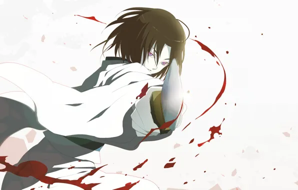 Blood, katana, blade, blow, blood spatter, Shiki Ryougi, obsessed, The garden of sinners