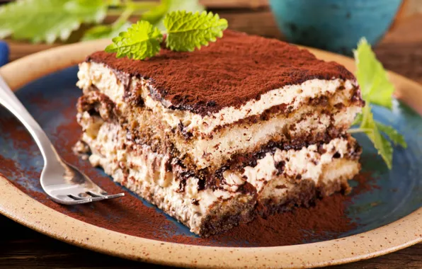 Picture chocolate, plate, cake, plug, cream, dessert, cakes, sweet