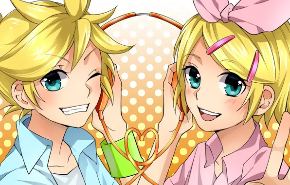 Girl, joy, guy, two, Vocaloid, Vocaloid, smile, Kagamine Len