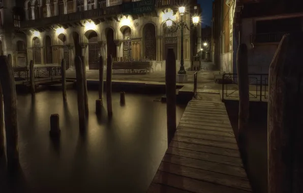Picture water, night, street, lantern, Venice